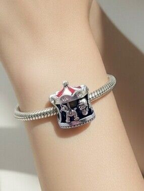 Circus Carousel Bracelet Charm Rhinestone Horse Kids Ride Carnival Festive NEW